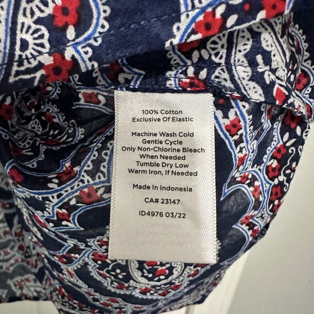 Talbots Paisley Top Plus size 3x Blue Ruffle Trip Popover Lightweight - Picture 6 of 9